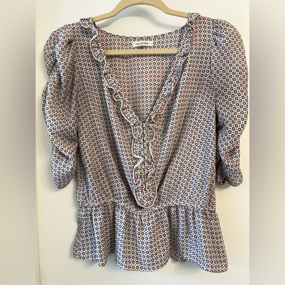 Max Studio Floral Ruffle Blouse - Picture 2 of 4